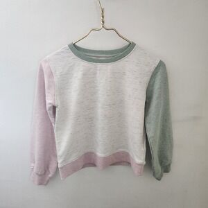 JOES JEANS Colorblock Sweatshirt Girls Size L 12-14 Pink Green White